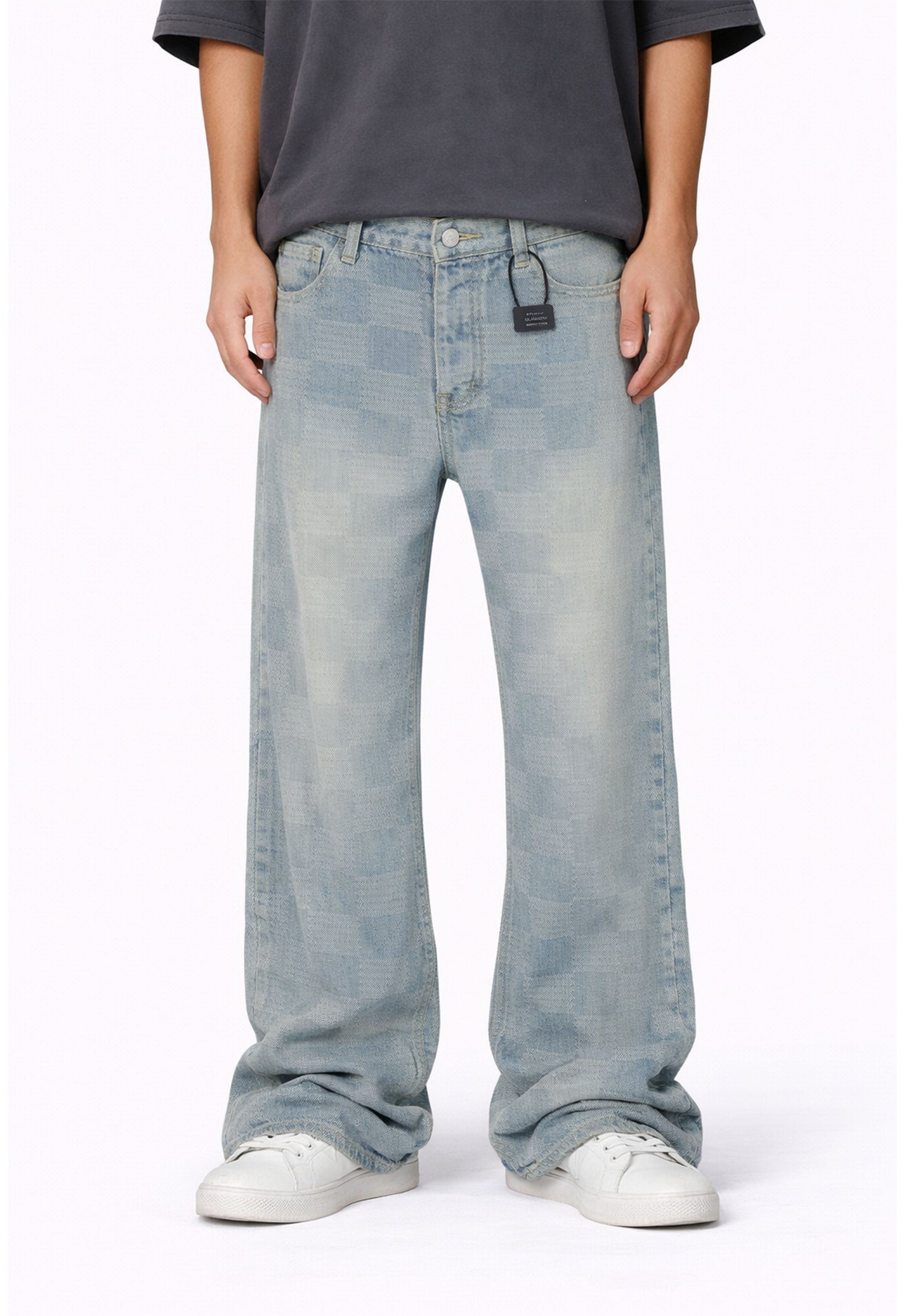 AZUL CHECKERED FLARE DENIM