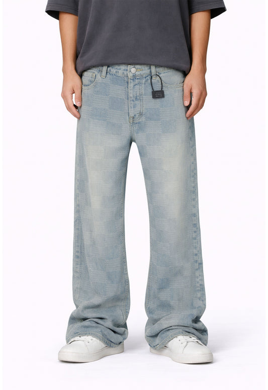 AZUL CHECKERED FLARE DENIM