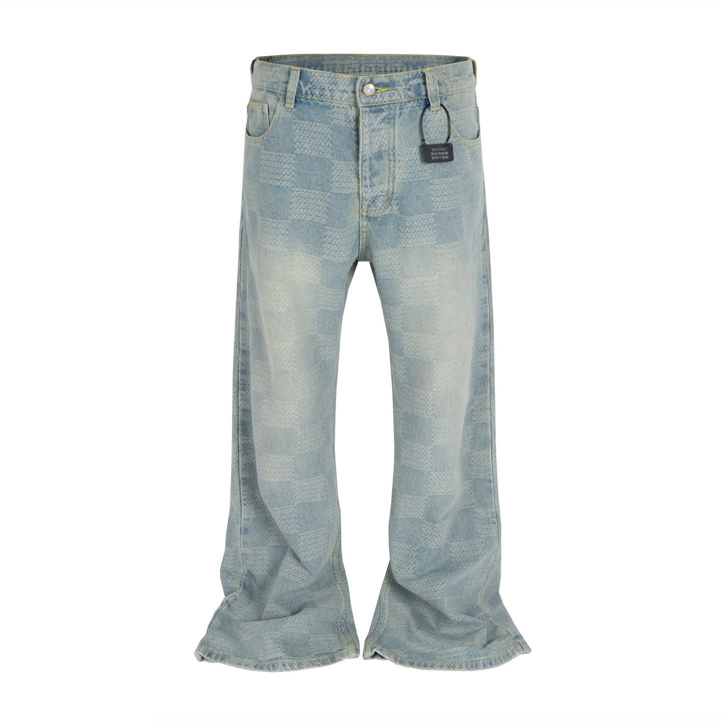 AZUL CHECKERED FLARE DENIM